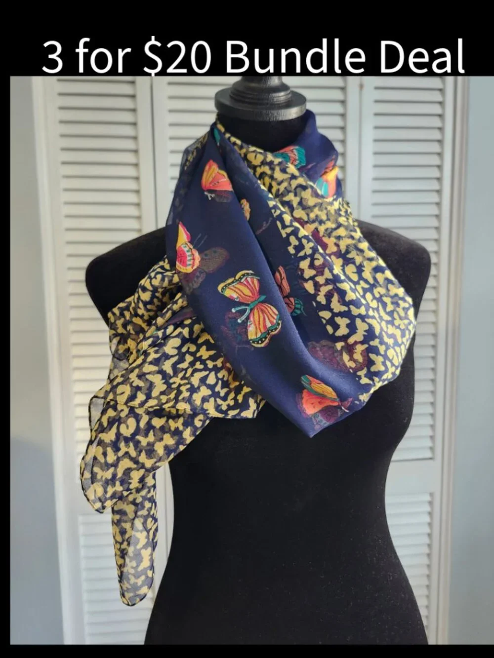 Butterfly Scarf Navy Blue 60 x 46